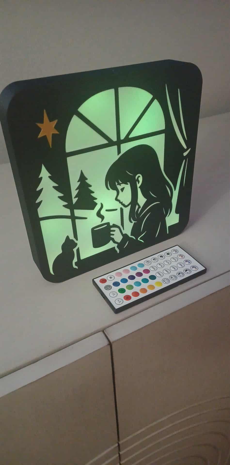Coffee Girl LED light box – custom 3D printed – Lit Layer Creations